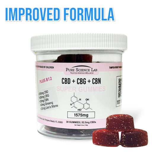 CBD, CBG, and CBN Gummies | Energy & Focus | with Lion's Mane and Ginseng