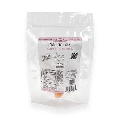 CBD CBG CBN Super Gummies Hemp Extract 1575mg Nutrition Ingredients Bag